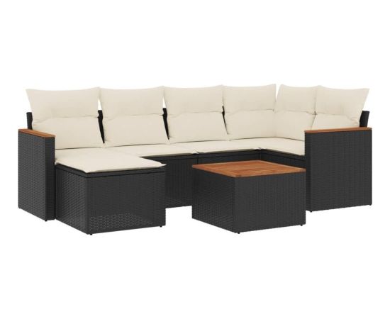 vidaXL 7-częsciowy zestaw wypoczynkowy do ogrodu, z poduszkami, czarny Dārza mēbeļu komplekti