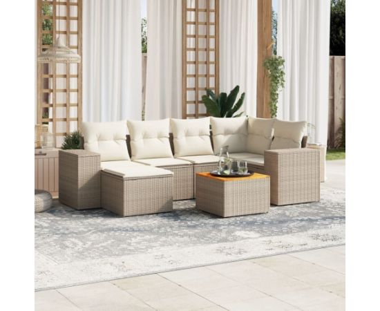 vidaXL 7-częsciowy zestaw wypoczynkowy do ogrodu, z poduszkami, beżowy Dārza mēbeļu komplekti