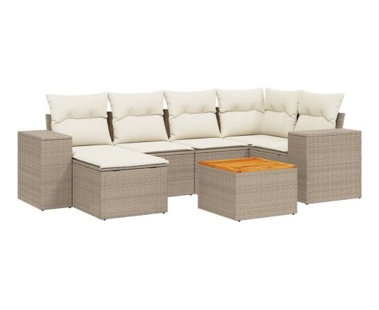 vidaXL 7-częsciowy zestaw wypoczynkowy do ogrodu, z poduszkami, beżowy Dārza mēbeļu komplekti