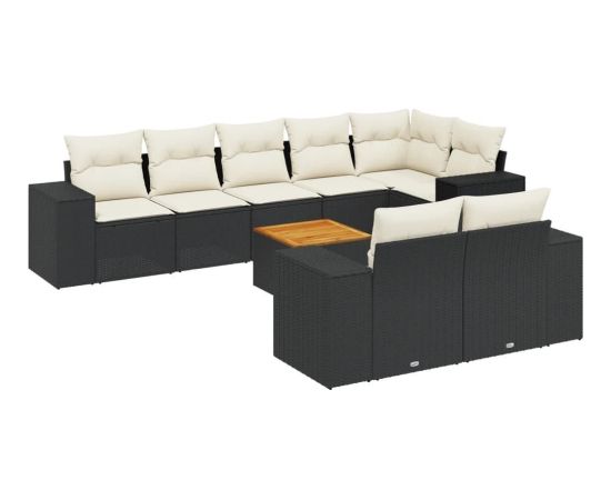 vidaXL 9-częsciowy zestaw wypoczynkowy do ogrodu, z poduszkami, czarny Dārza mēbeļu komplekti