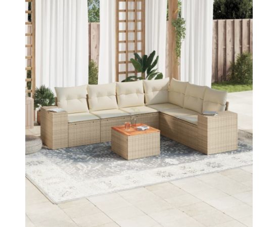 vidaXL 7-częściowy zestaw wypoczynkowy do ogrodu, z poduszkami, beżowy Dārza mēbeļu komplekti