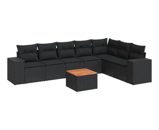 vidaXL 8-częściowy zestaw wypoczynkowy do ogrodu, z poduszkami, czarny Dārza mēbeļu komplekti