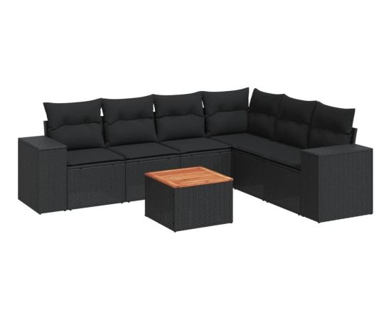 vidaXL 7-częściowy zestaw wypoczynkowy do ogrodu, z poduszkami, czarny Dārza mēbeļu komplekti