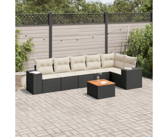 vidaXL 7-częściowy zestaw wypoczynkowy do ogrodu, z poduszkami, czarny Dārza mēbeļu komplekti