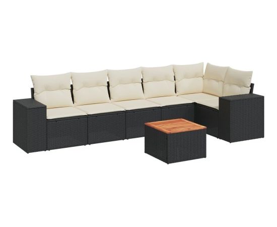 vidaXL 7-częściowy zestaw wypoczynkowy do ogrodu, z poduszkami, czarny Dārza mēbeļu komplekti