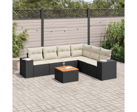 vidaXL 7-częściowy zestaw wypoczynkowy do ogrodu, z poduszkami, czarny Dārza mēbeļu komplekti