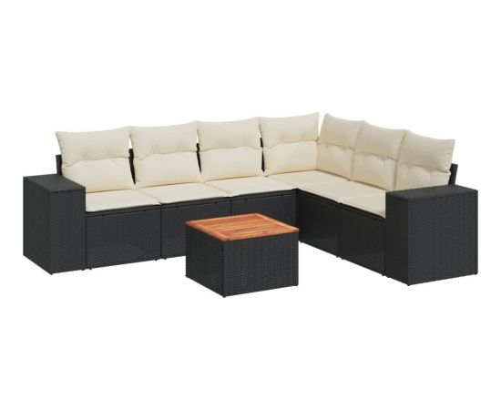 vidaXL 7-częściowy zestaw wypoczynkowy do ogrodu, z poduszkami, czarny Dārza mēbeļu komplekti