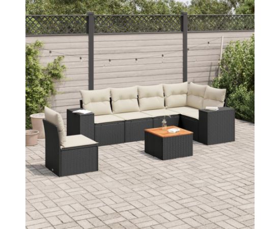 vidaXL 7-częściowy zestaw wypoczynkowy do ogrodu, z poduszkami, czarny Dārza mēbeļu komplekti