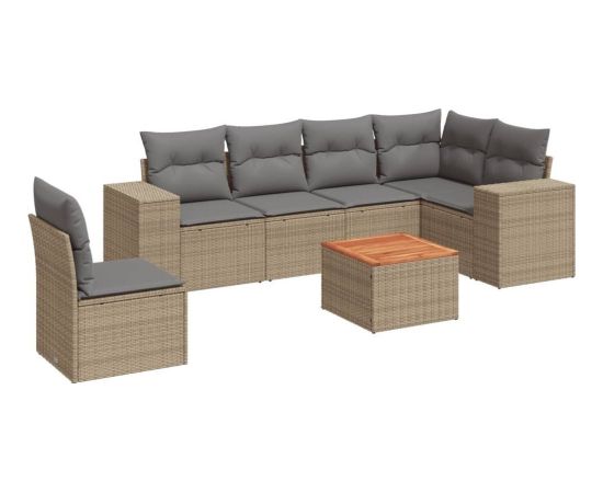 vidaXL 7-częściowy zestaw wypoczynkowy do ogrodu, z poduszkami, beżowy Dārza mēbeļu komplekti