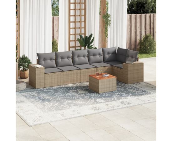 vidaXL 7-częściowy zestaw wypoczynkowy do ogrodu, z poduszkami, beżowy Dārza mēbeļu komplekti