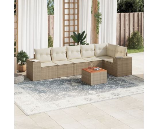 vidaXL 7-częściowy zestaw wypoczynkowy do ogrodu, z poduszkami, beżowy Dārza mēbeļu komplekti