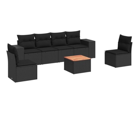 vidaXL 7-częściowy zestaw wypoczynkowy do ogrodu, z poduszkami, czarny Dārza mēbeļu komplekti