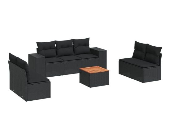 vidaXL 8-częściowy zestaw wypoczynkowy do ogrodu, z poduszkami, czarny Dārza mēbeļu komplekti