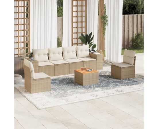 vidaXL 7-częściowy zestaw wypoczynkowy do ogrodu, z poduszkami, beżowy Dārza mēbeļu komplekti