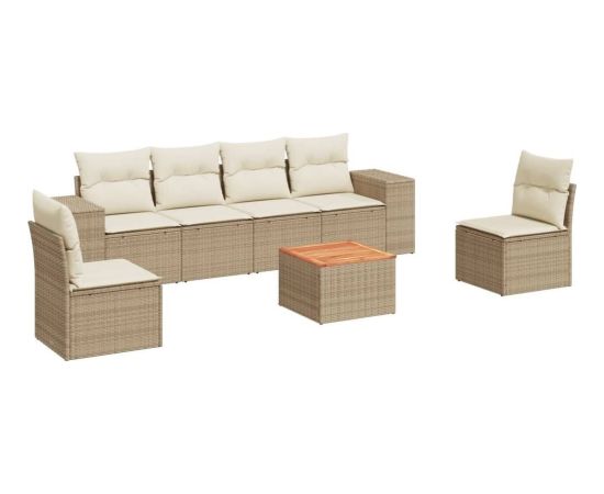 vidaXL 7-częściowy zestaw wypoczynkowy do ogrodu, z poduszkami, beżowy Dārza mēbeļu komplekti