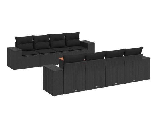 vidaXL 9-częściowy zestaw wypoczynkowy do ogrodu, z poduszkami, czarny Dārza mēbeļu komplekti