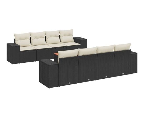 vidaXL 9-częściowy zestaw wypoczynkowy do ogrodu, z poduszkami, czarny Dārza mēbeļu komplekti