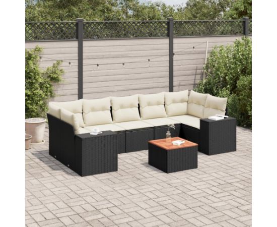 vidaXL 8-częściowy zestaw wypoczynkowy do ogrodu, z poduszkami, czarny Dārza mēbeļu komplekti