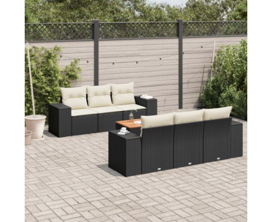 vidaXL 7-częściowy zestaw wypoczynkowy do ogrodu, z poduszkami, czarny Dārza mēbeļu komplekti