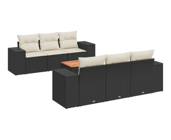 vidaXL 7-częściowy zestaw wypoczynkowy do ogrodu, z poduszkami, czarny Dārza mēbeļu komplekti