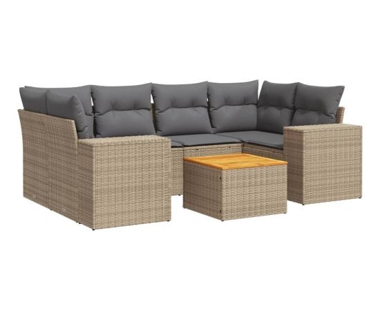 vidaXL 7-częsciowy zestaw wypoczynkowy do ogrodu, z poduszkami, beżowy Dārza mēbeļu komplekti