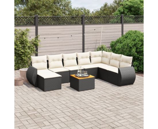 vidaXL 9-częściowy zestaw wypoczynkowy do ogrodu, z poduszkami, czarny Dārza mēbeļu komplekti