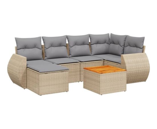 vidaXL 7-częściowy zestaw wypoczynkowy do ogrodu, z poduszkami, beżowy Dārza mēbeļu komplekti