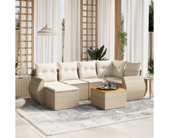 vidaXL 7-częściowy zestaw wypoczynkowy do ogrodu, z poduszkami, beżowy Dārza mēbeļu komplekti