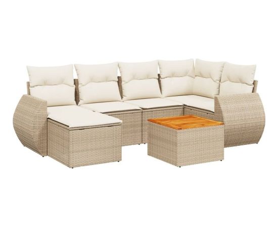 vidaXL 7-częściowy zestaw wypoczynkowy do ogrodu, z poduszkami, beżowy Dārza mēbeļu komplekti