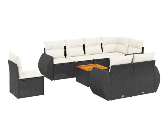 vidaXL 9-częściowy zestaw wypoczynkowy do ogrodu, z poduszkami, czarny Dārza mēbeļu komplekti