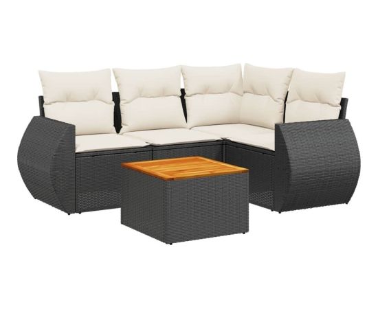 vidaXL 5-częściowy zestaw wypoczynkowy do ogrodu, poduszki, czarny rattan PE Dārza mēbeļu komplekti