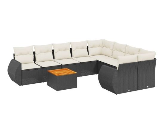 vidaXL 9-częsciowy zestaw wypoczynkowy do ogrodu, z poduszkami, czarny Dārza mēbeļu komplekti