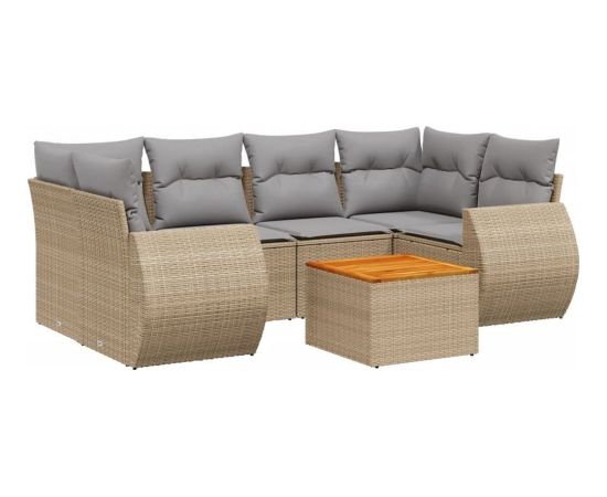 vidaXL 7-częsciowy zestaw wypoczynkowy do ogrodu, z poduszkami, beżowy Dārza mēbeļu komplekti