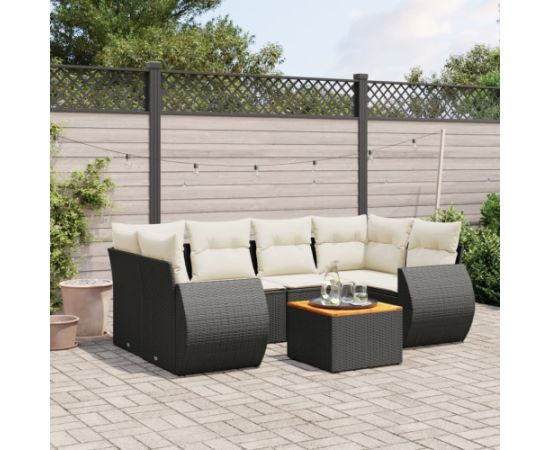 vidaXL 7-częsciowy zestaw wypoczynkowy do ogrodu, z poduszkami, czarny Dārza mēbeļu komplekti