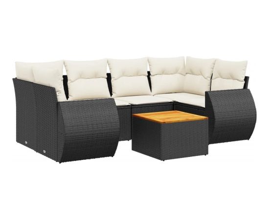 vidaXL 7-częsciowy zestaw wypoczynkowy do ogrodu, z poduszkami, czarny Dārza mēbeļu komplekti