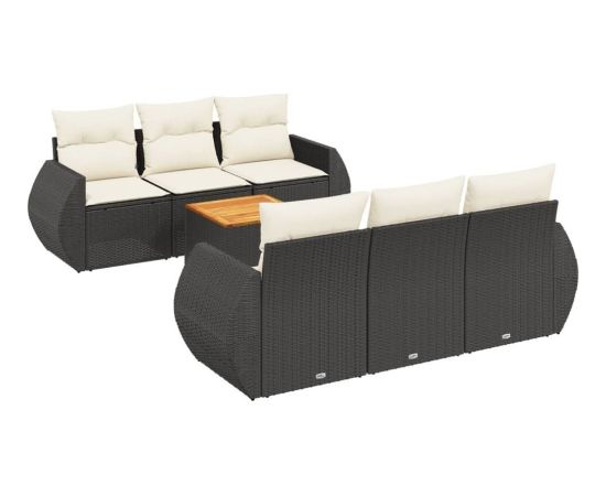 vidaXL 7-częsciowy zestaw wypoczynkowy do ogrodu, z poduszkami, czarny Dārza mēbeļu komplekti