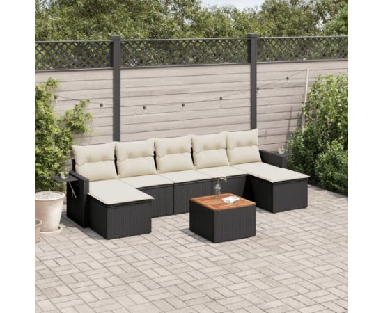 vidaXL 8-częściowy zestaw wypoczynkowy do ogrodu, z poduszkami, czarny Dārza mēbeļu komplekti