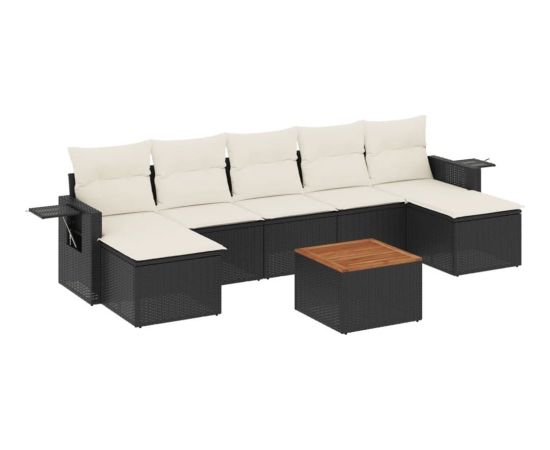 vidaXL 8-częściowy zestaw wypoczynkowy do ogrodu, z poduszkami, czarny Dārza mēbeļu komplekti