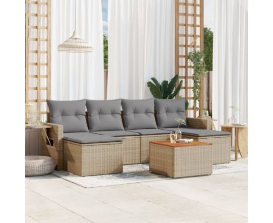 vidaXL 7-częściowy zestaw wypoczynkowy do ogrodu, z poduszkami, beżowy Dārza mēbeļu komplekti