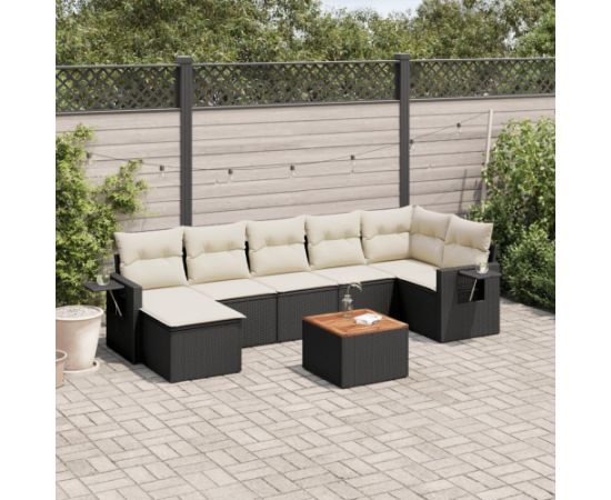 vidaXL 8-częściowy zestaw wypoczynkowy do ogrodu, z poduszkami, czarny Dārza mēbeļu komplekti