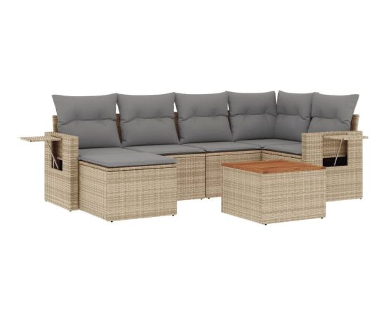 vidaXL 7-częściowy zestaw wypoczynkowy do ogrodu, z poduszkami, beżowy Dārza mēbeļu komplekti