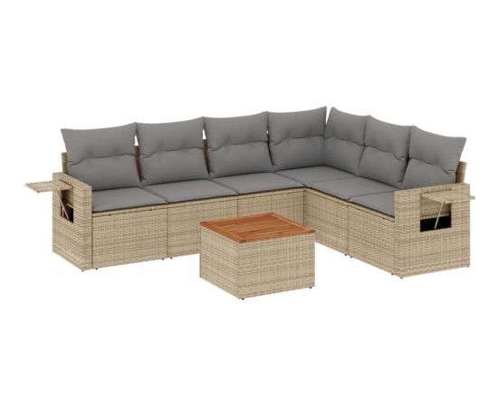 vidaXL 7-częściowy zestaw wypoczynkowy do ogrodu, z poduszkami, beżowy Dārza mēbeļu komplekti