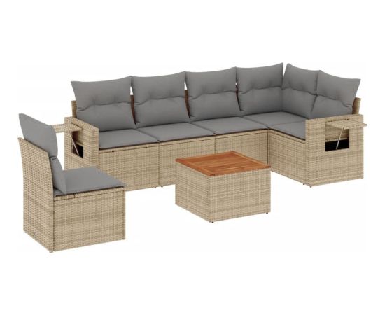 vidaXL 7-częściowy zestaw wypoczynkowy do ogrodu, z poduszkami, beżowy Dārza mēbeļu komplekti