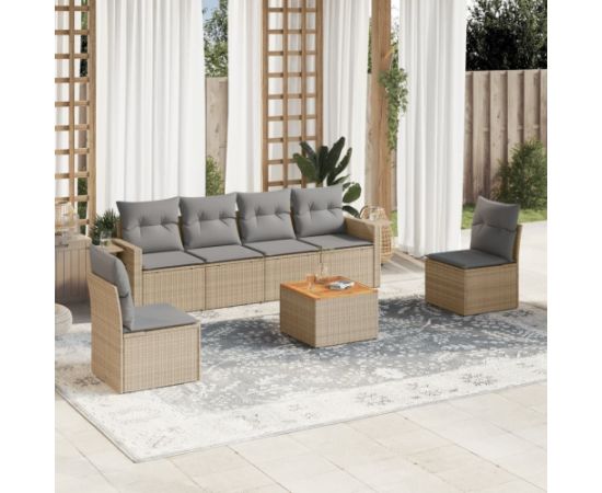 vidaXL 7-częściowy zestaw wypoczynkowy do ogrodu, z poduszkami, beżowy Dārza mēbeļu komplekti