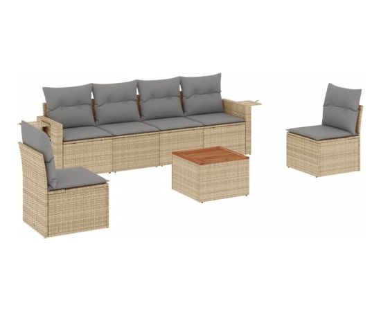 vidaXL 7-częściowy zestaw wypoczynkowy do ogrodu, z poduszkami, beżowy Dārza mēbeļu komplekti