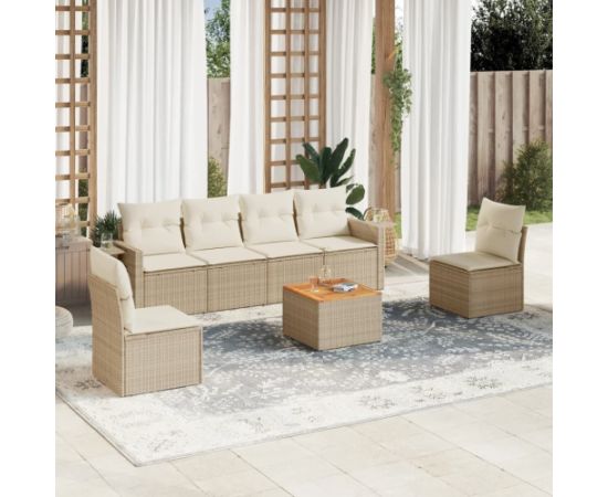 vidaXL 7-częściowy zestaw wypoczynkowy do ogrodu, z poduszkami, beżowy Dārza mēbeļu komplekti