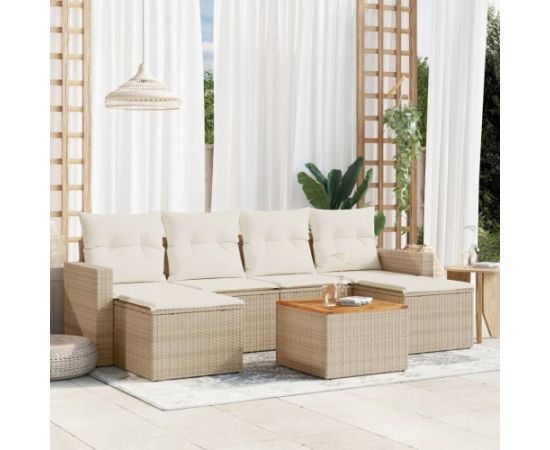 vidaXL 7-częściowy zestaw wypoczynkowy do ogrodu, z poduszkami, beżowy Dārza mēbeļu komplekti