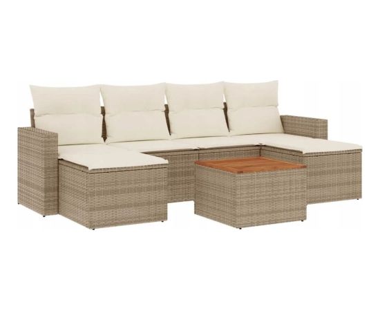 vidaXL 7-częściowy zestaw wypoczynkowy do ogrodu, z poduszkami, beżowy Dārza mēbeļu komplekti