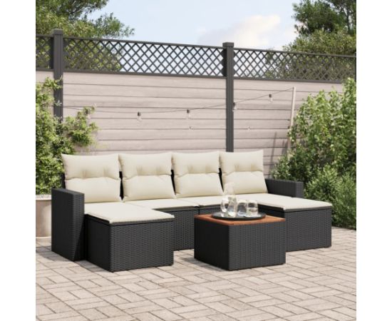 vidaXL 7-częściowy zestaw wypoczynkowy do ogrodu, z poduszkami, czarny Dārza mēbeļu komplekti