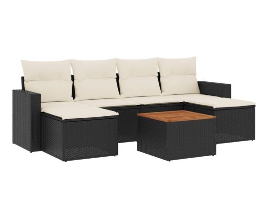 vidaXL 7-częściowy zestaw wypoczynkowy do ogrodu, z poduszkami, czarny Dārza mēbeļu komplekti